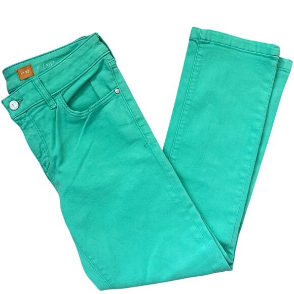 Anthropologie Pilcro Stet Mid-Rise Crop Ankle Jeans Aqua Green Size 27 - Picture 5 of 9
